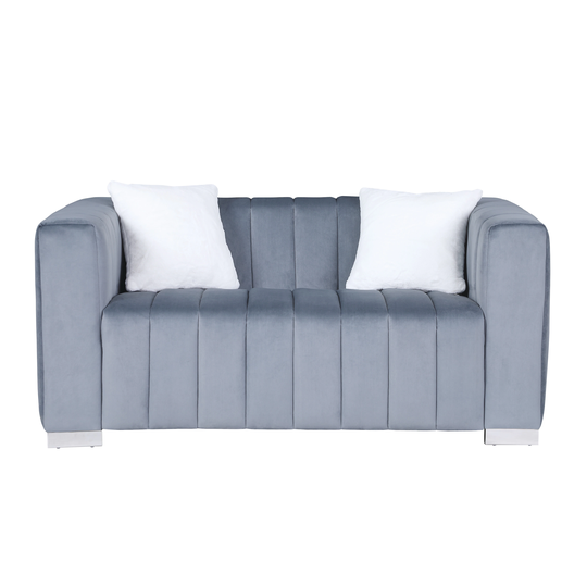 Loveseat Sofa Velvet Upholstered Chesterfield Bench Sofa, Plush Lines Decorate Sofa
