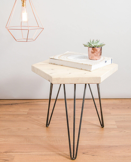 New Geometric Coffee/Side Table Made From Sustainable Reclaimed Wood With Hairpin Legs