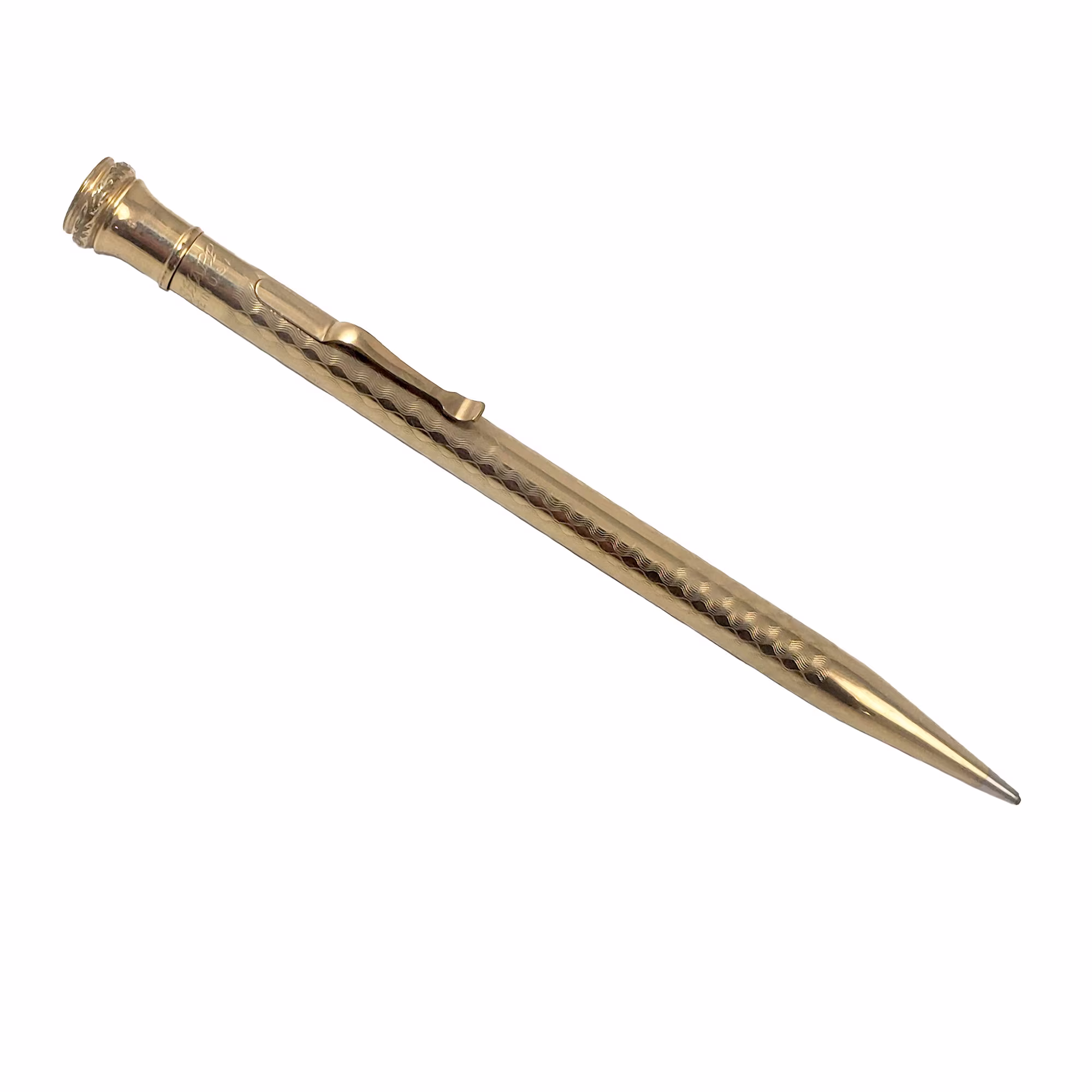 Antique Wahl Eversharp Co. Gold Filled Zigzag Pattern Propelling Pencil - 5.25" Long