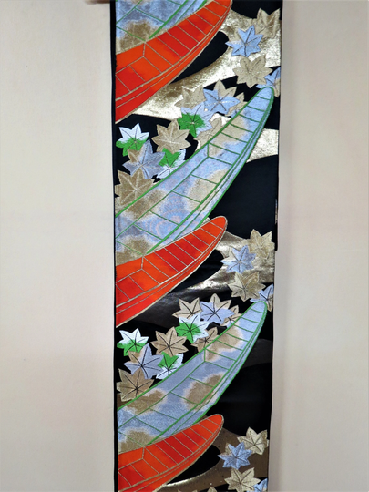 Table Runner/Obi Art Vintage Japanese Belt/ Bed Runner Red Green Gold Holiday Silk Kimono Belt Home Decor Gift For Her