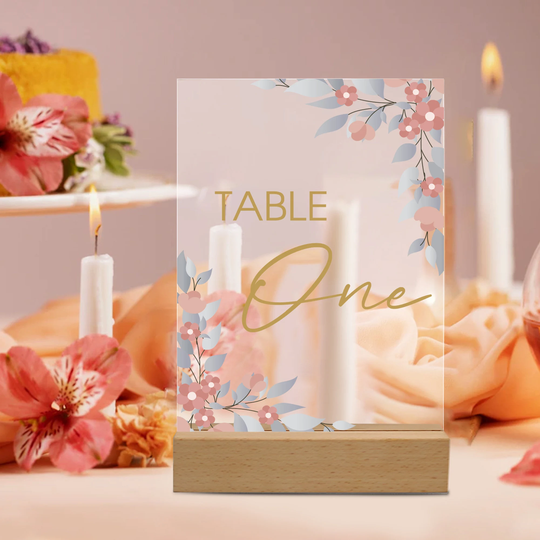 Wedding Table Name Sign, Acrylic Number, Modern Floral Number Sign Centerpiece Bridal Shower Party Decor