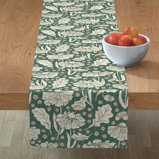 Autumn Florals Table Runner - Falling For Fall Flowers By Arthousewife Flower Orange Cotton Sateen Spoonflower