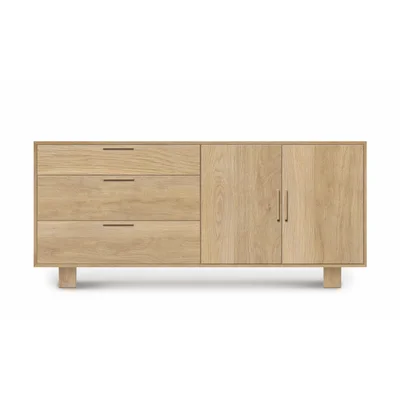 Iso 66" Wide 3 Drawer Oak Wood Sideboard