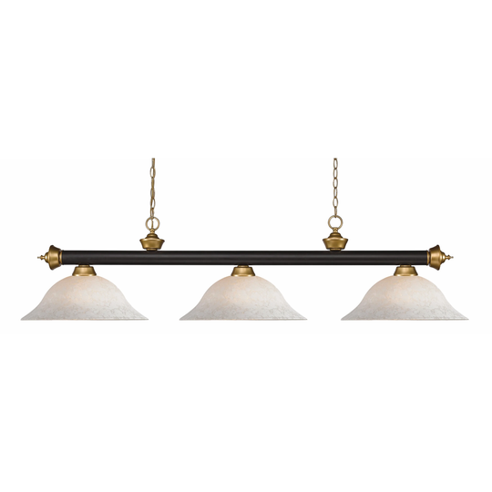 Avery Home Lighting Riviera Bronze & Satin Gold White Mottle 3 Light Billiard Light - Bronze + Satin Gold