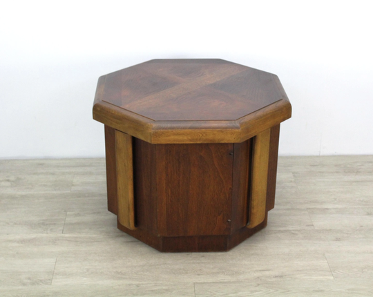 Mid-Century Walnut Octagonal Side Table