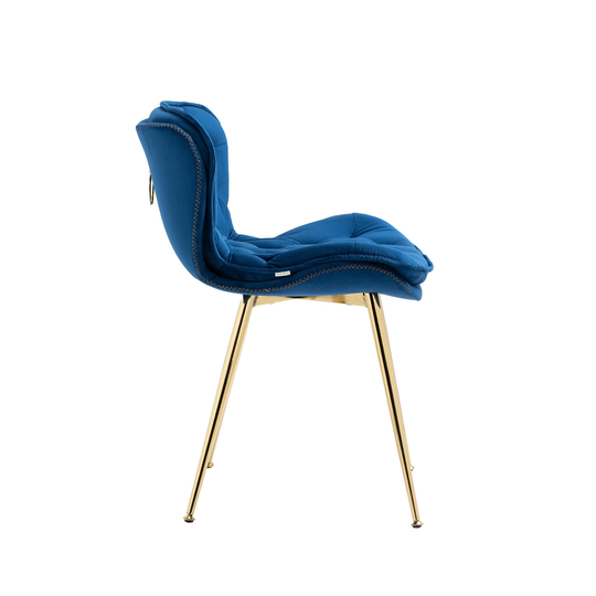 Vintage Design Velvet Dining Chair Upholstered Side Chair Accent Chair with Polished Gold Legs, Set of 3