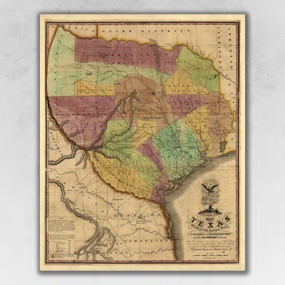 Texas and Surroundings C1837 Vintage - Unframed Poster