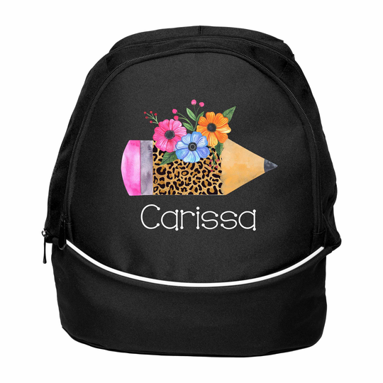Floral Pencil Custom Printed Personalized Backpack, Gift For Student, Teacher, Available in 7 Colors