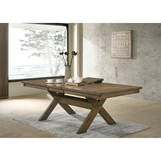 Roundhill Furniture Raven Wood Cross-buck Base Dining Table with Butterfly Leaf