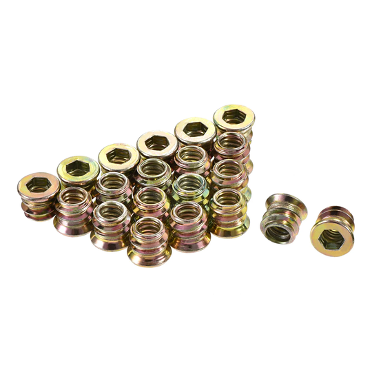 1/4"-20x10mm Threaded Insert Nuts Hex Socket Drive for Wood Furniture 60pcs - Color Zinc