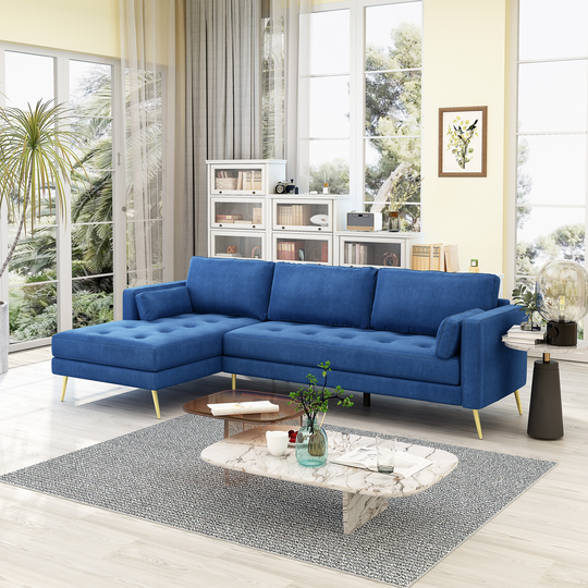 Modern Sectional L-Shape Sofa with Two Pillows