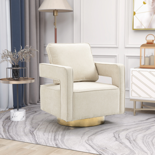 Modern Swivel Accent Open Back Chair Beige Sofa Chair