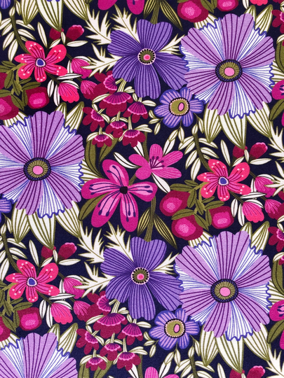 Purple Geranium & Viola Botanical Floral Garden Quilting Cotton Fabric By 1/4 Or 1/2 Yard, Fat Quarter Fabric, Australian