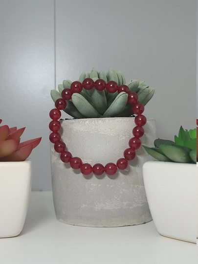 Red Jade Beaded Bracelet