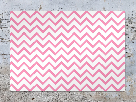 Pink Chevron Zigzag Chair Mat, White Splat Vinyl Floor Basic Protective Pvc Flooring, Housewarming Gift