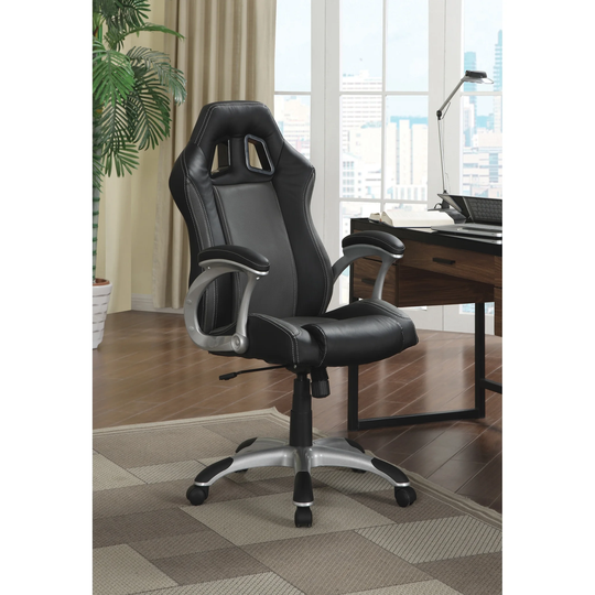Sheryl Black and Grey Swivel Office Chair with Casters