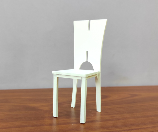 Modern Style Dining Chair, 1/12 Scale, Contemporary Design, Dollhouse Miniature Furniture, Vintage, Black & White, Hand Made