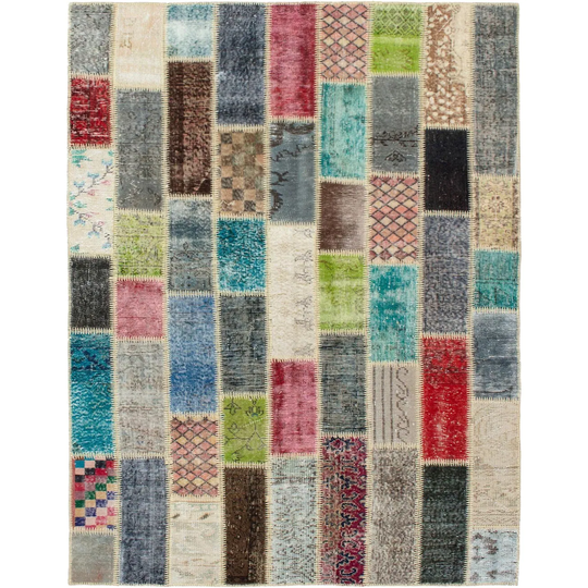 ECARPETGALLERY Hand-knotted Color Transition Patchwork Multi Wool Rug - 5'5 x 7'8