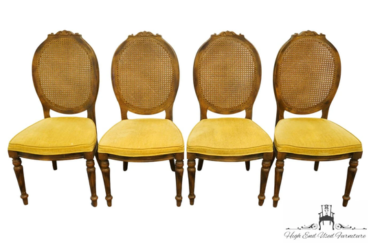 Set Of 4 Century Furniture Italian Neoclassical Tuscan Style Cane Back Dining Side Chairs