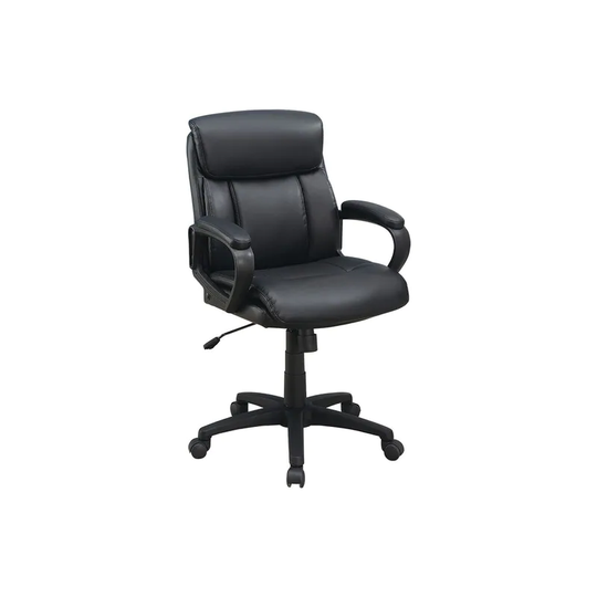Black PU Swivel Office Chair with Padded Armrests,Upholstered Chair