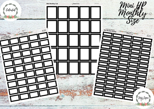Mini Hp Monthly Calendar Colorful Planner Boxes | Functional Stickers Budget Box Stickers