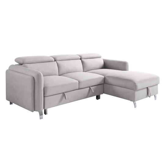Reyes Sectional Sofa with Sleeper in Beige Nubuck