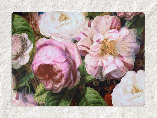 Vintage Roses Garden Chair Mat, Pink Splat Green Vinyl Floor Floral Protective Office Decor, Area Rug, Gift Idea, Splash Mat