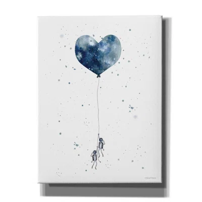 Heart on Balloon by Rachel Nieman - Wrapped Canvas Painting