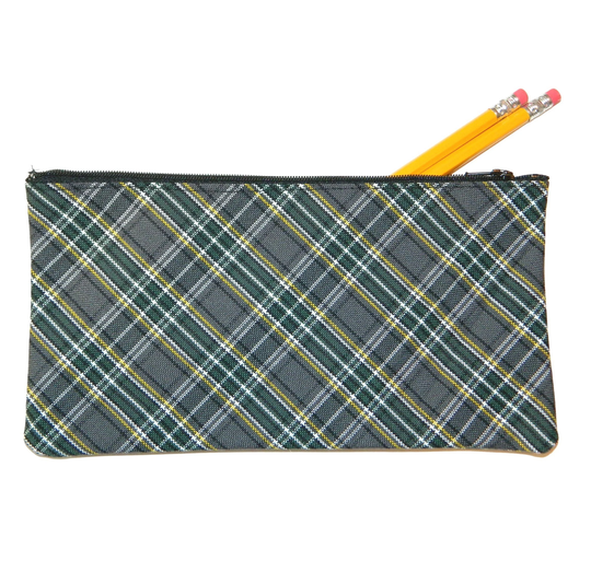 Green, Gray & Yellow Plaid Pencil Case - 44, School Backpack, Backpacks, Lunch Box, Hunter Green And