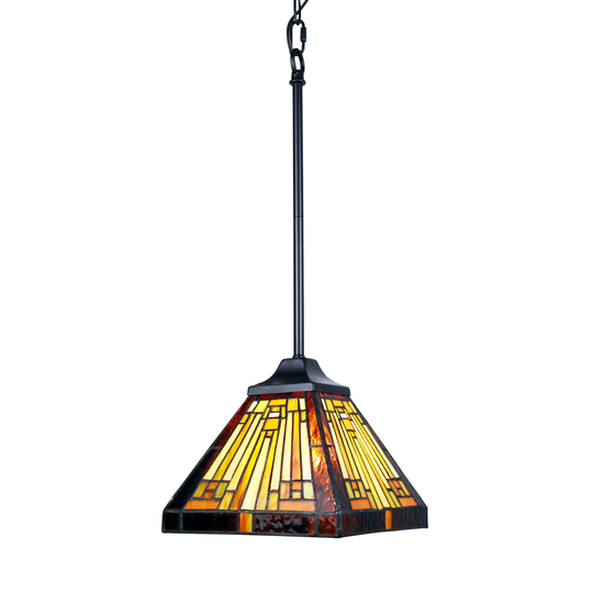 Tiffany-Style Mission Design 1-light Blackish Bronze Hanging Pendant