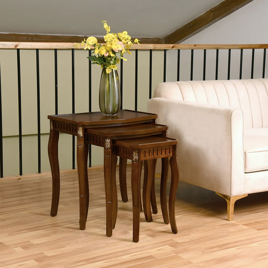 Mid-Century Living Room Coffee Table Set, Nesting Tables, Set of 3