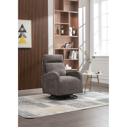 Modern Swivel Glider Rocking Chair 360 Degree Arm Chairs for Nursery in Misty