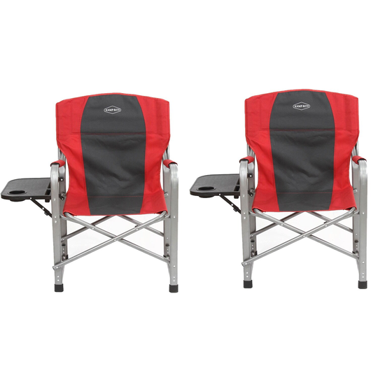 Kamp-Rite Foldable Oversize Lawn Director Chair w/ Side Table, Red (2 Pack) - 14