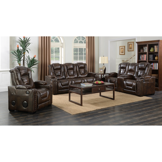 Texas Power Recliner Sofa in Bronze Faux Leather