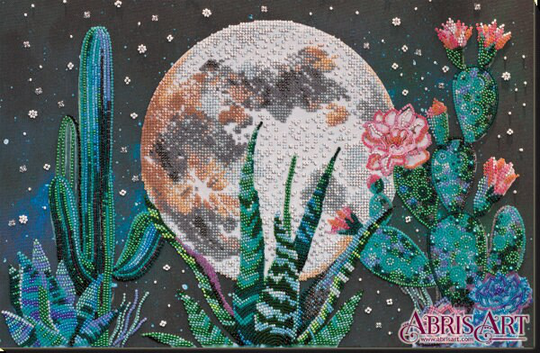 Diy Bead Embroidery Kit On Art Canvas "Night in The Desert - Moon" Size 11"Х16.5" | 28x42 cm, Gift | Abris