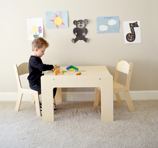 Modern Birch Arts & Crafts Table With Chairs | 2 Set