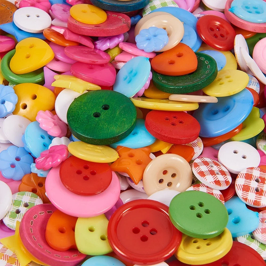 50 Buttons, Mixed, Random Sizes & Colors, Wooden, Sew-On Diy Jewelry, Hat Making, Purses, Clothing, Colorful Button Craft