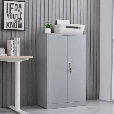 Metal Storage Cabinet With Locking,lockable 42" Steel Storage Cabinet With 2 Adjustable Shelves For Garage,home,office,warehouse,grey