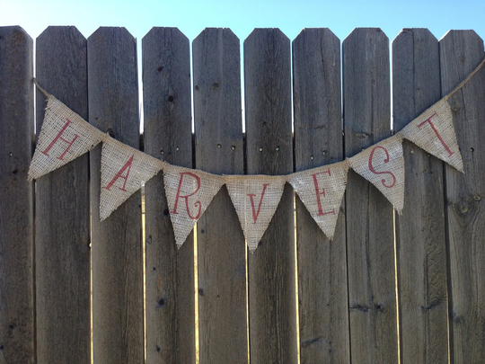 Harvest Banner, Decor, Fall Rustic Autumn Signs, Burlap Thanksgiving