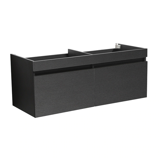 Fresca Mezzo 48" Black Wall Hung Double Sink Modern Bathroom Cabinet - N/A