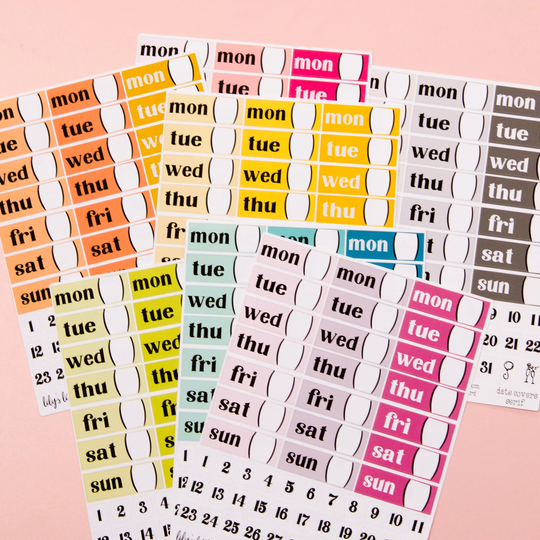 Colorful Date Cover Planner Stickers in Serifs | A La Carte Coverups Your Color Choice Covers Functional Basics