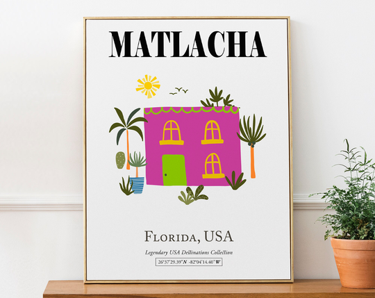 Matlacha, Florida, Usa, Colorful House & Palm Trees Aesthetic Wall Art Print Poster