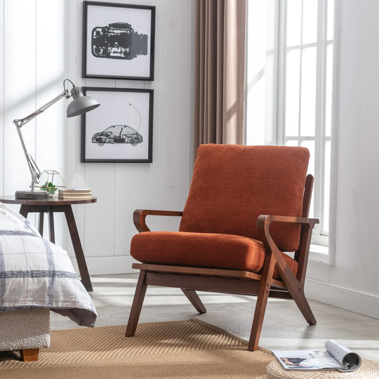 Upholstered Accent Lounge Leisure Chair with Solid Wood Frame