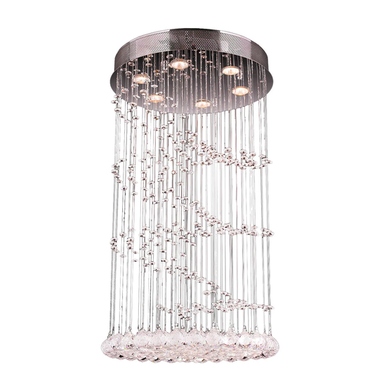 Crystal Rainfall 6-light Chrome Finish and Faceted Crystal Helix Spiral Flush Mount Ceiling Light