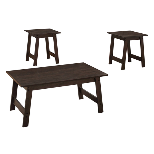 3-Piece Cappuccino Brown Finish Contemporary Table Set 36"