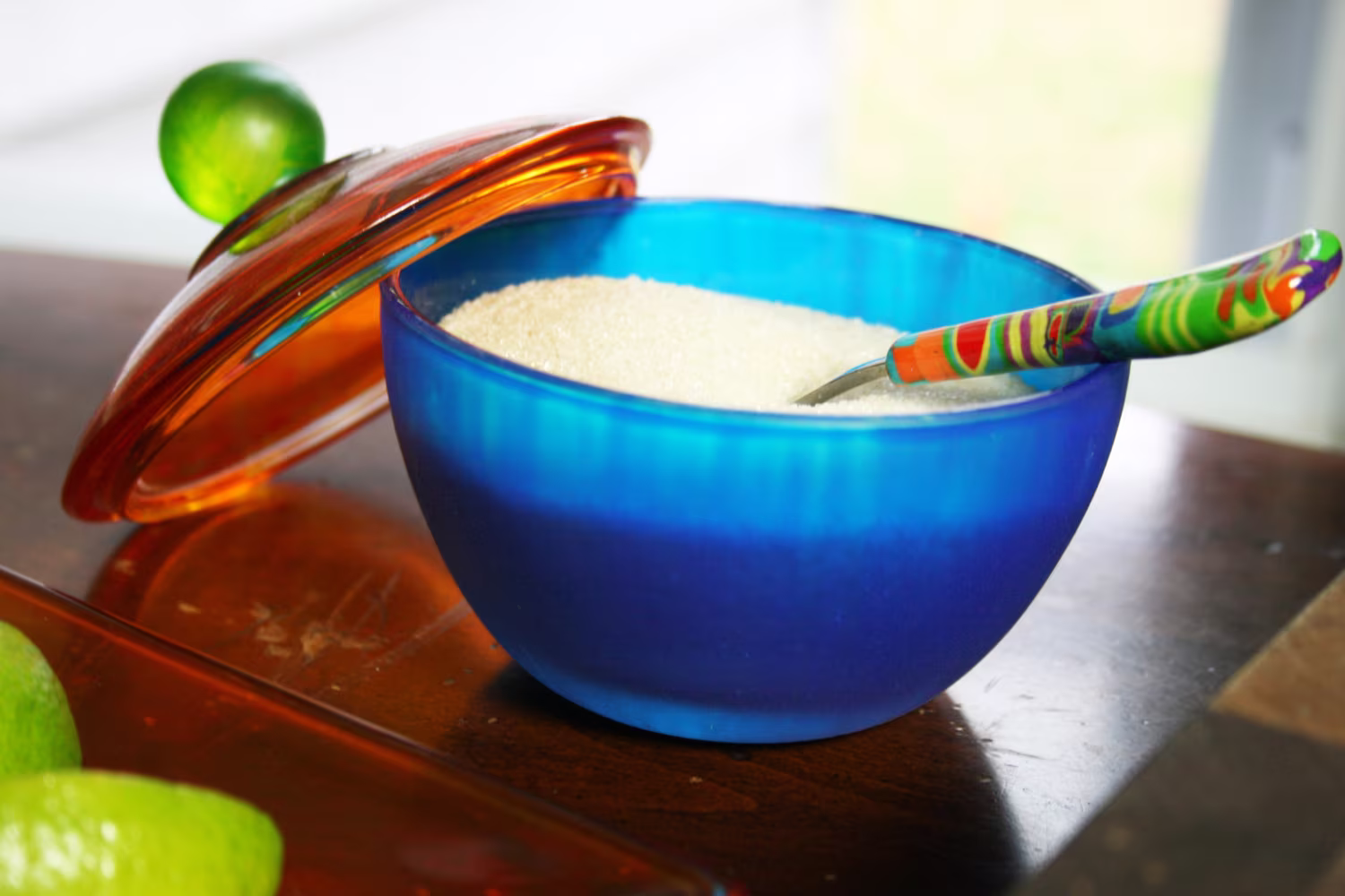 Colorful Glass Bowl With Lid Perfect For Sugar, Candy, Clips, Jewelry, Food/Funktini Kitchen Glassware/Home & Living/Unique Home Gifts