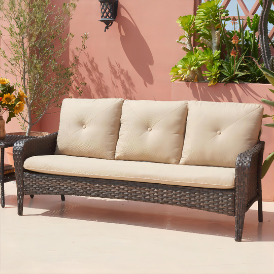 Rilyson 3-Seater Outdoor Wicker Sofa Couch