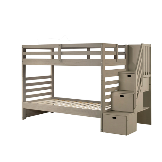 Everest Twin-over-Twin 2-drawer Solid Wood Bunk Bed with Staircase