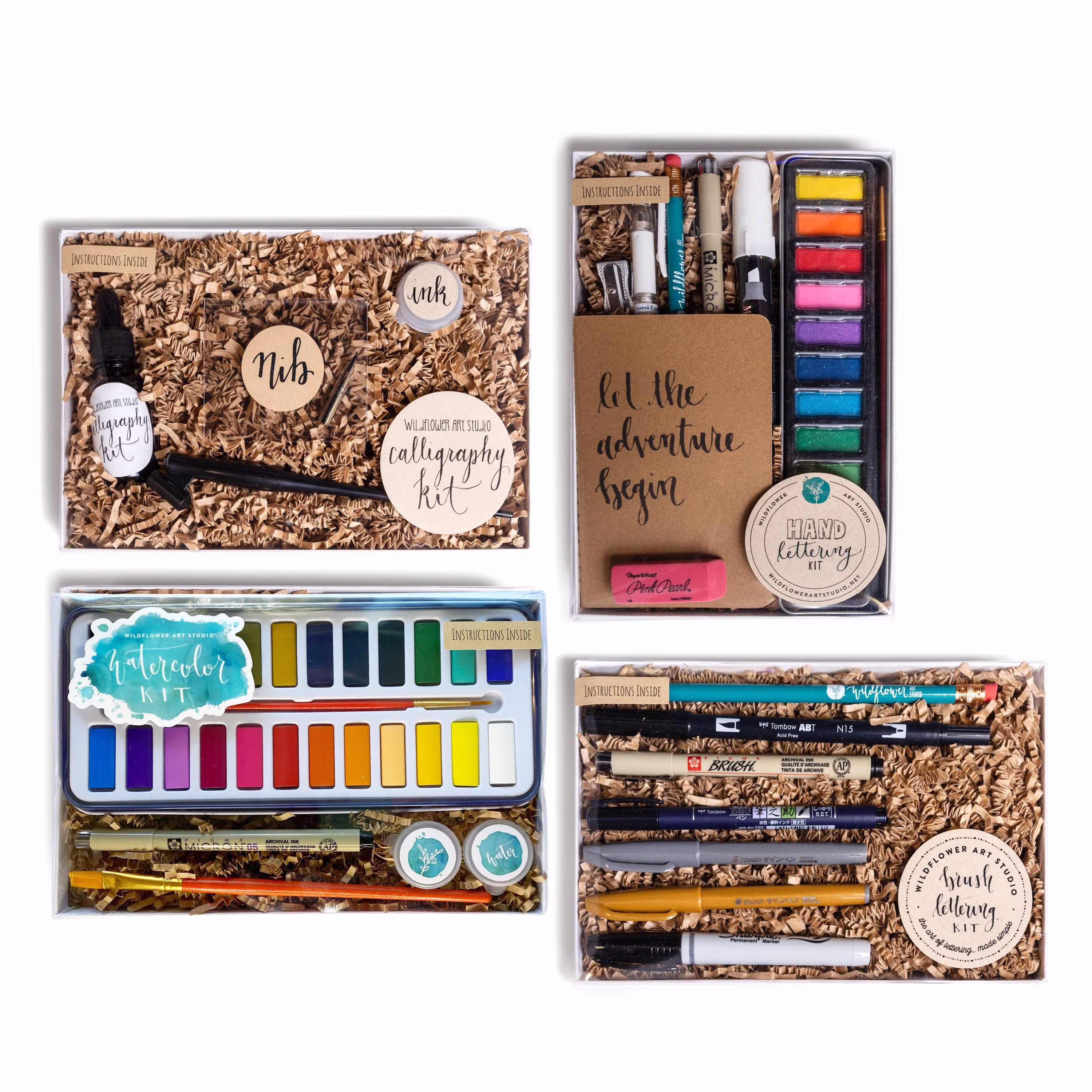 Beginner Diy Kit Set - Hand Lettering Kit, Watercolor Painting Calligraphy Premium Art For Adults, Self Care Craft
