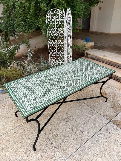 Moroccan Mosaic Table, Rectangular Dinner Table, Outdoor/Indoor Mosaic Dining Home Decor